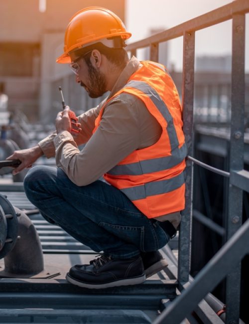 engineer under checking the industry cooling tower air condition engineer under checking the industry cooling tower air condition